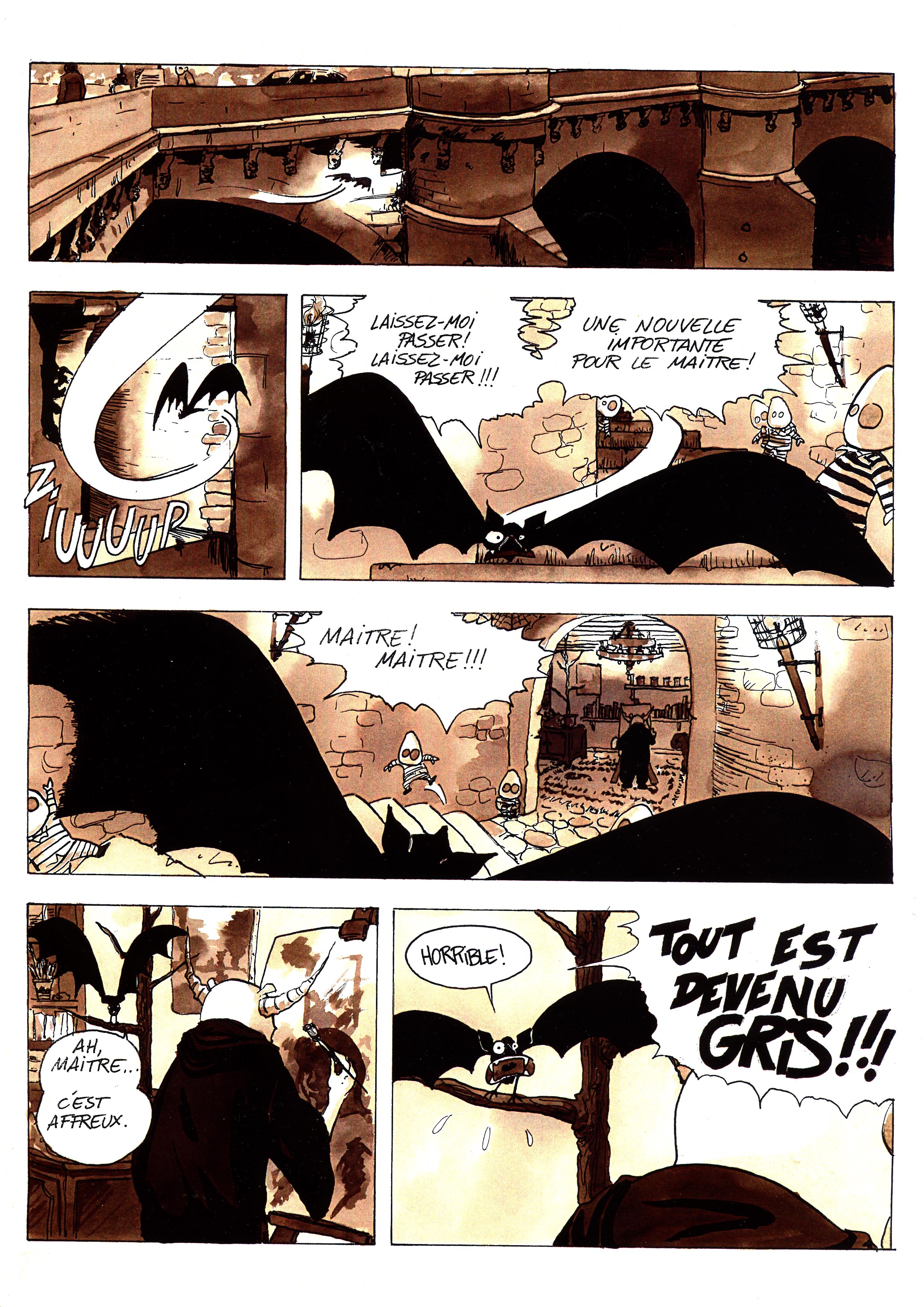 planche de bd avec une chave-souris qui vole vers le pont neuf