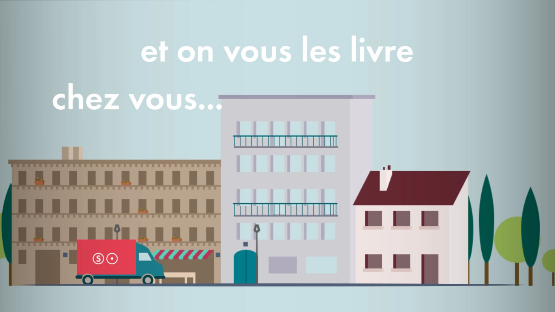 illustration avec un camion devant des immeubles