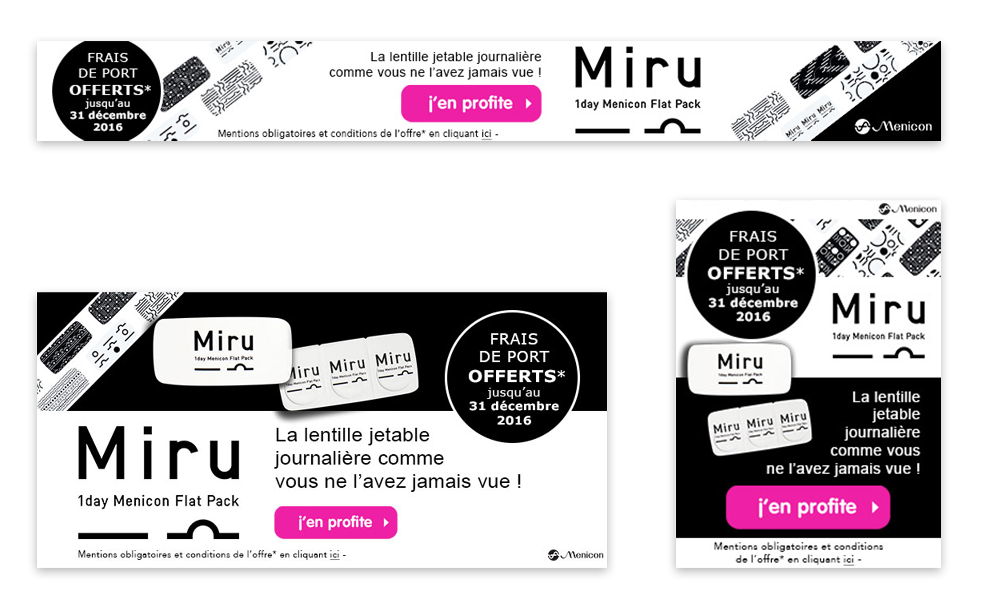 Bannières internet pour les lentilles miru